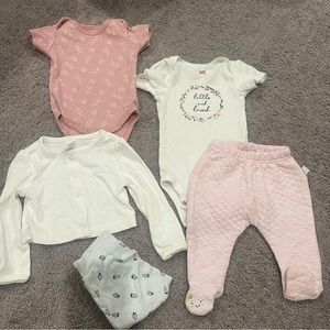 5pc Baby girl set bodysuit pants shirt sweater